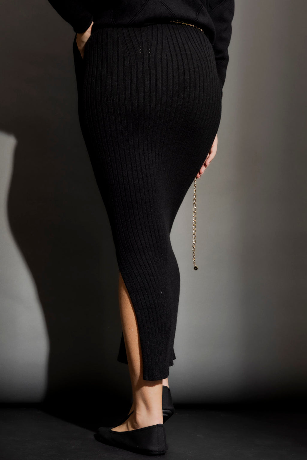 Black Rib Knit Skirt Black