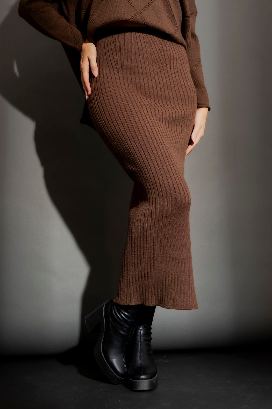 Cocoa Rib Knit Skirt Cocoa S