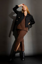 Black Textured Crop Trench Black S