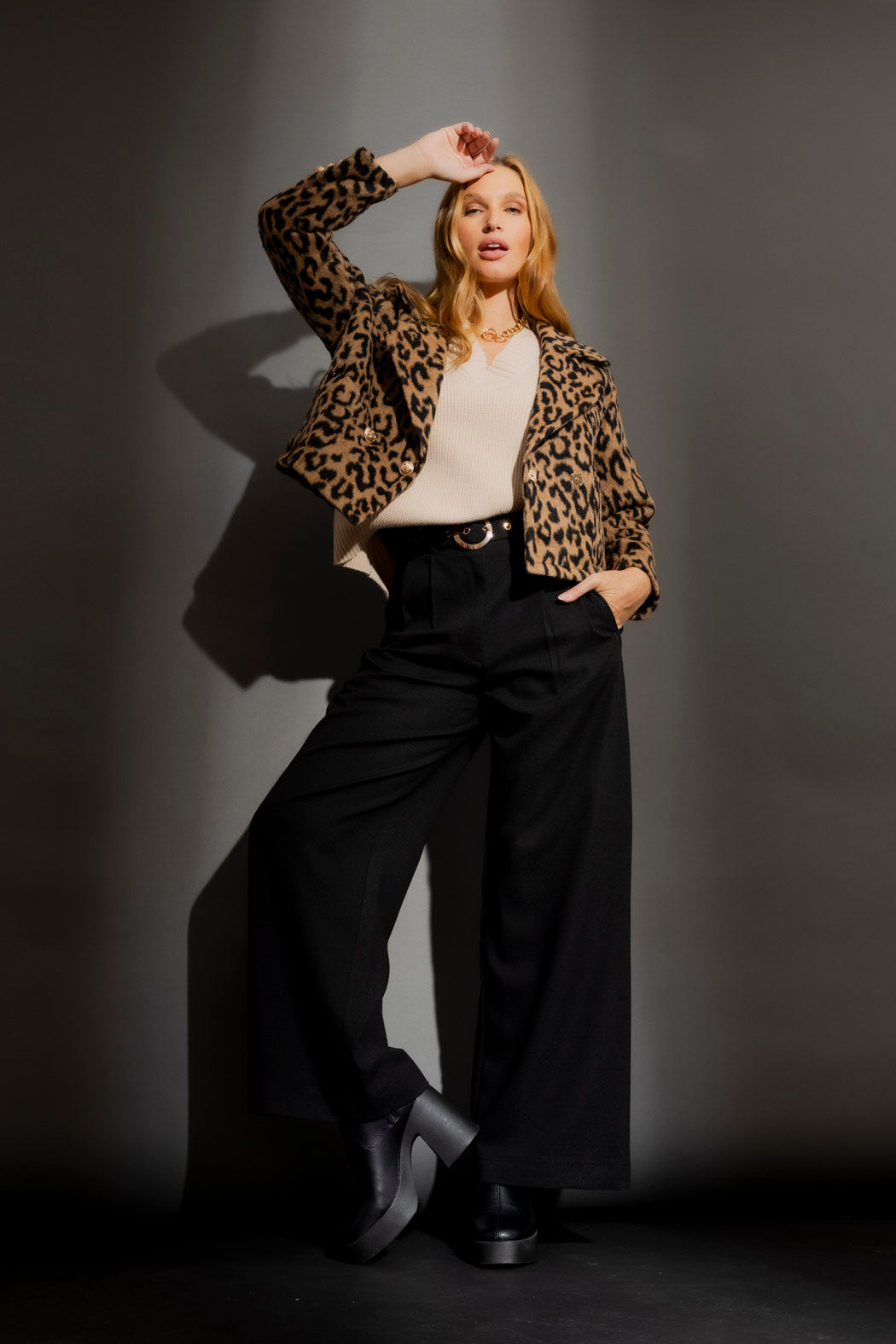 Tan Animal Crop Astra Coat Tan Animal