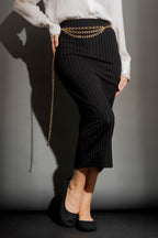 Pinstripe Double Layer Skirt Black/White