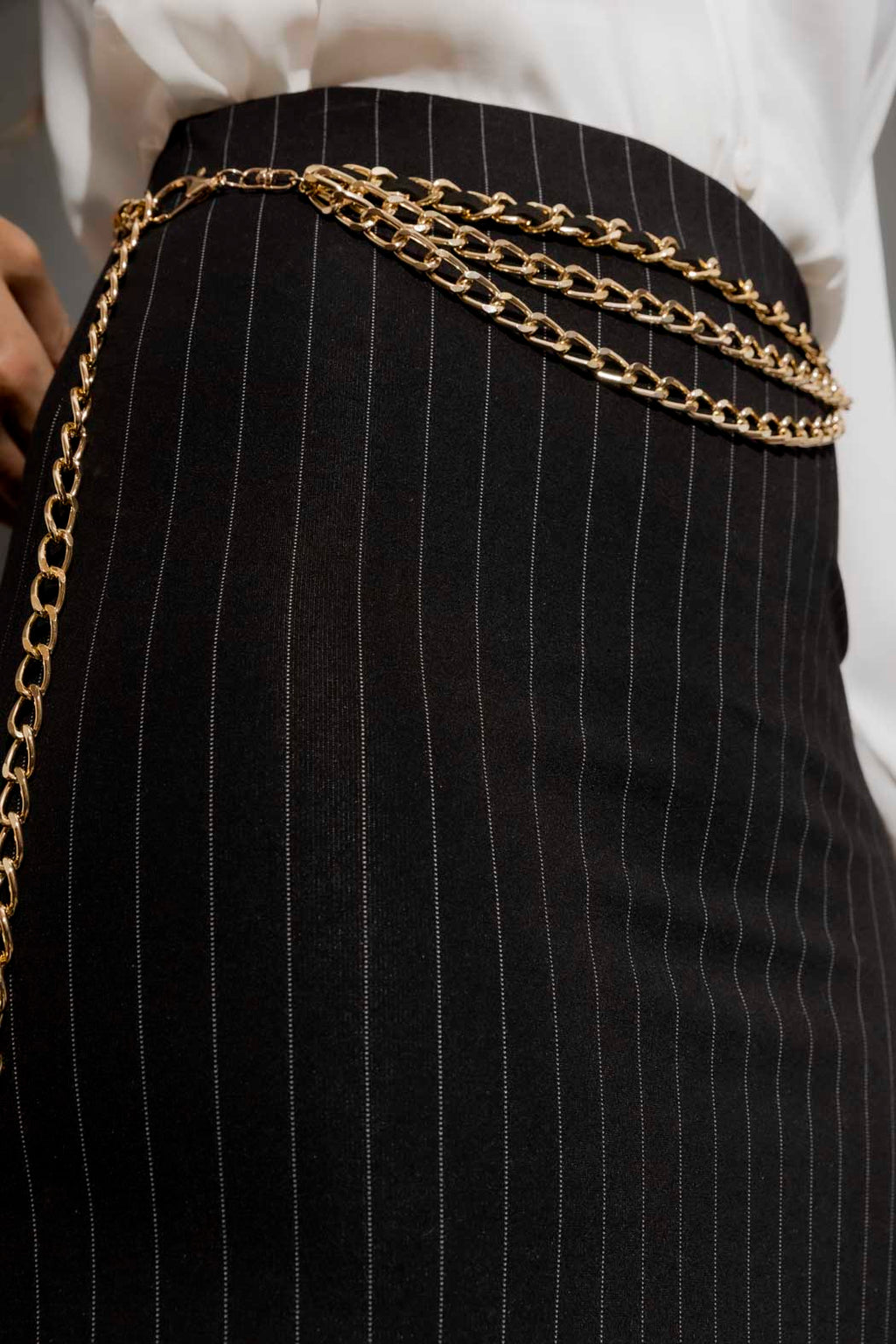 Pinstripe Double Layer Skirt Black/White