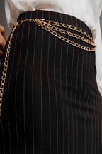 Pinstripe Double Layer Skirt Black/White