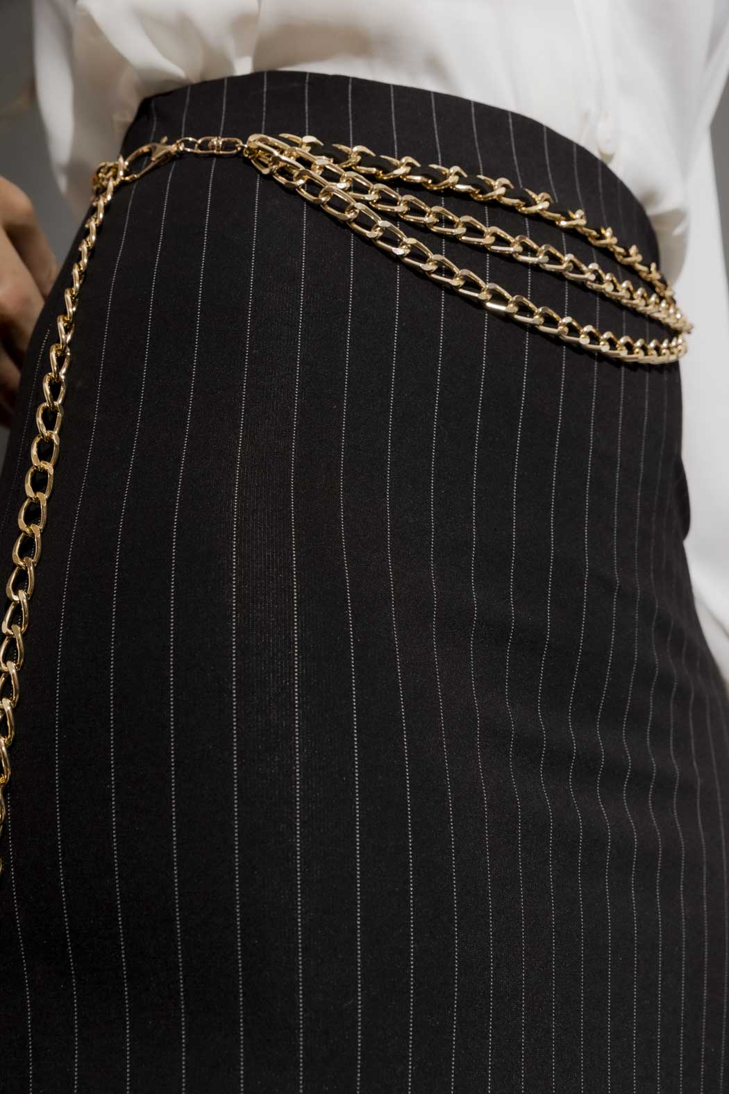 Pinstripe Double Layer Skirt Black/White