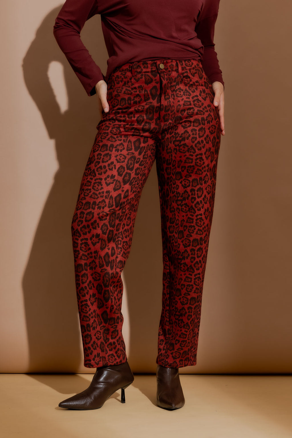 Red Animal Suede Barrel Pant Red Animal