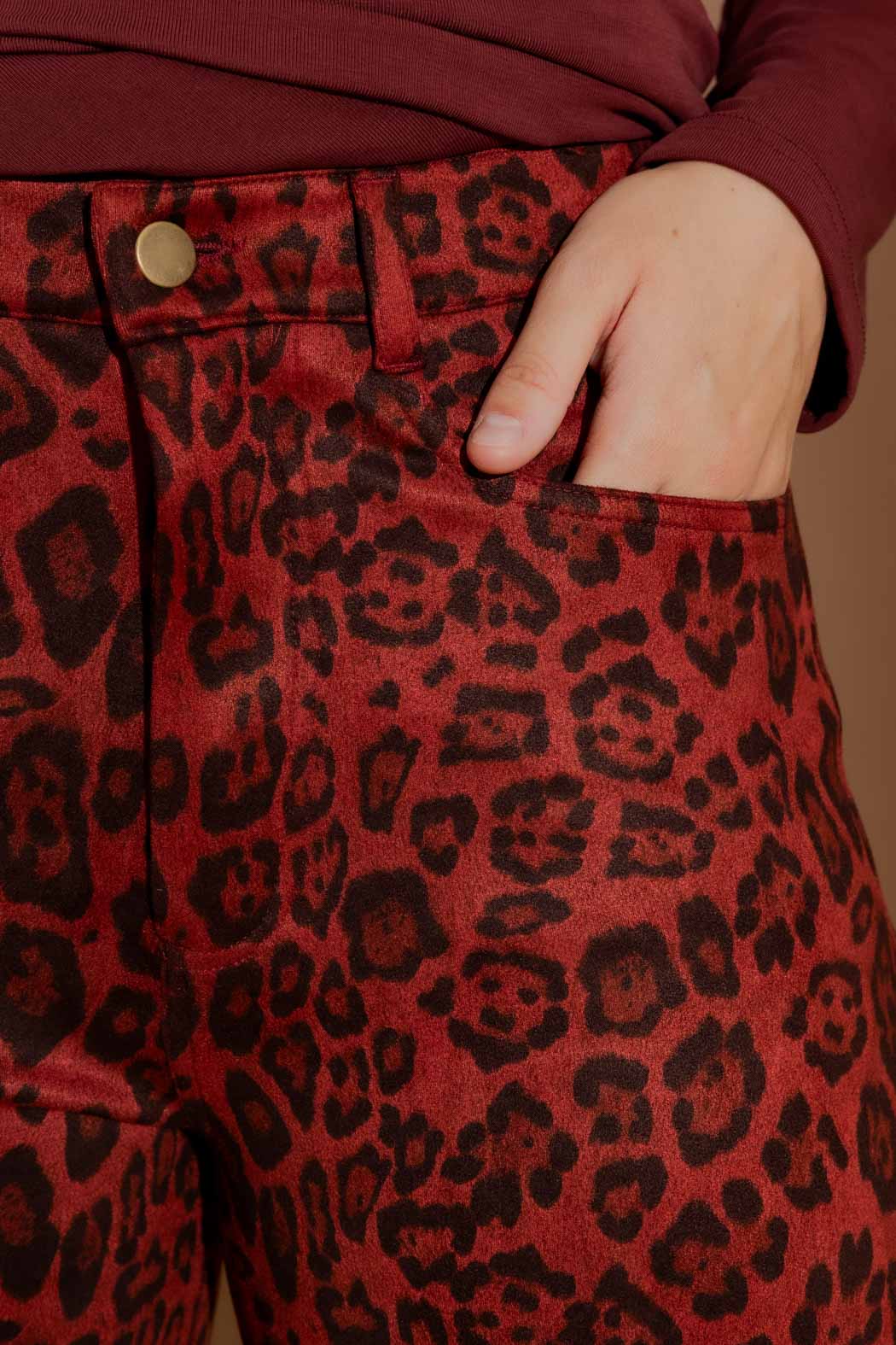 Red Animal Suede Barrel Pant Red Animal