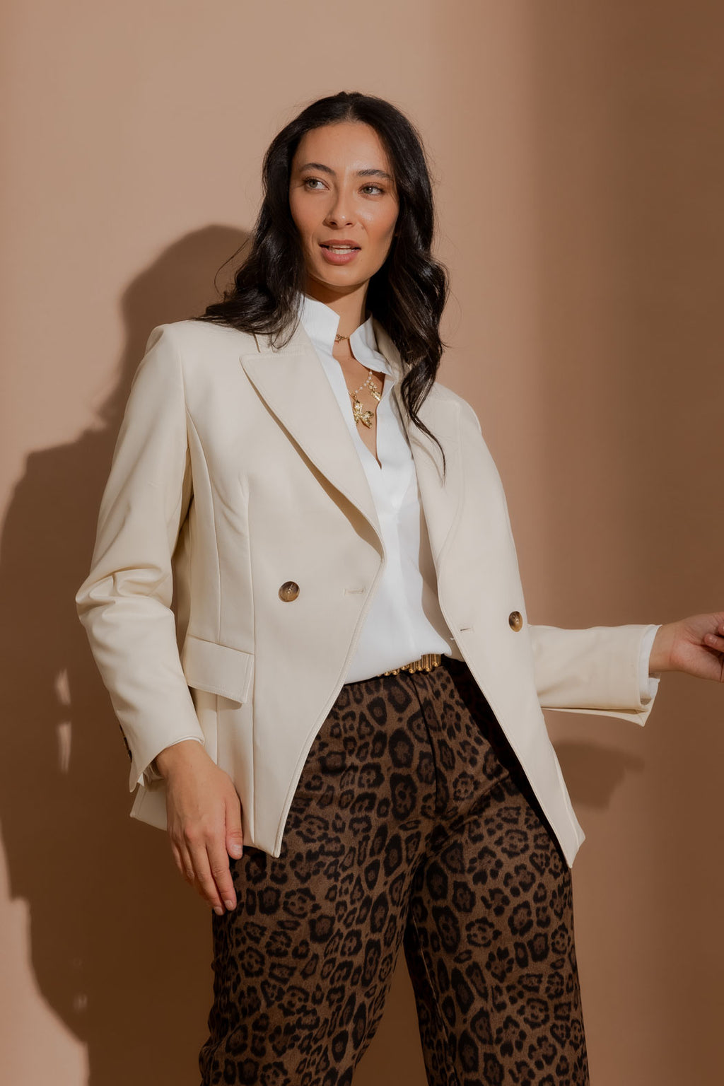 Ivory Croc Coated Sisca Blazer