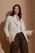 Ivory Croc Coated Sisca Blazer
