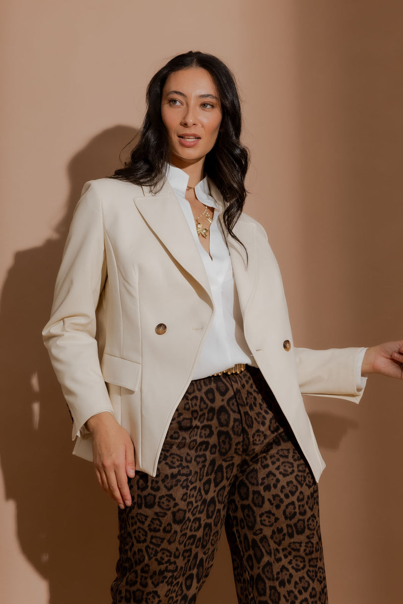 Ivory Croc Coated Sisca Blazer