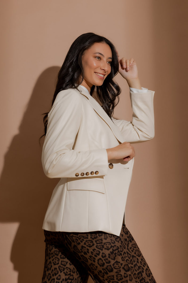 Ivory Croc Coated Sisca Blazer