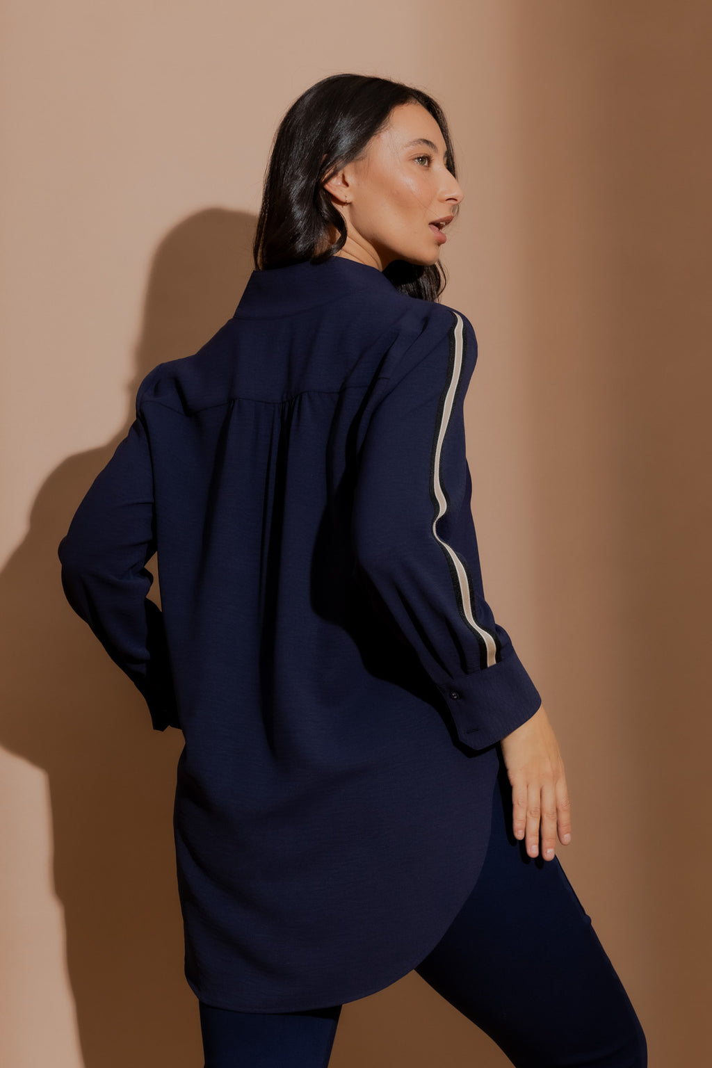 Navy Stripe Blogger Shirt