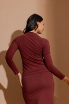 Burgundy Tencel Splice Top