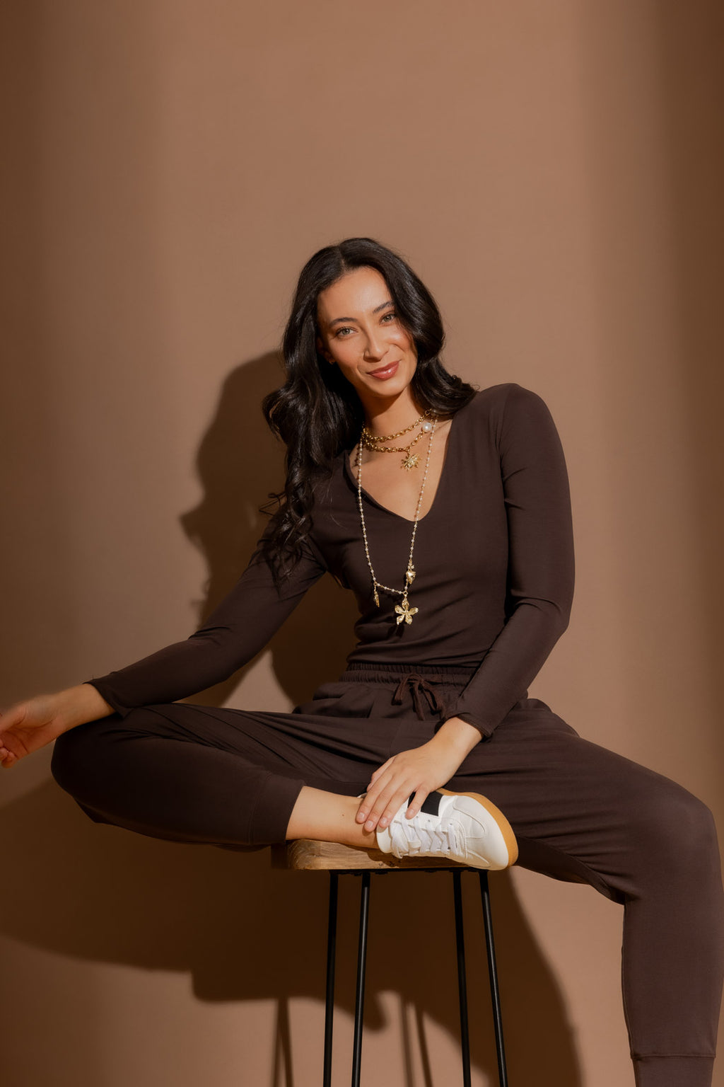 Nutmeg Tencel Long Sleeve Lust Top