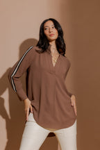 Mocha Stripe Blogger Shirt