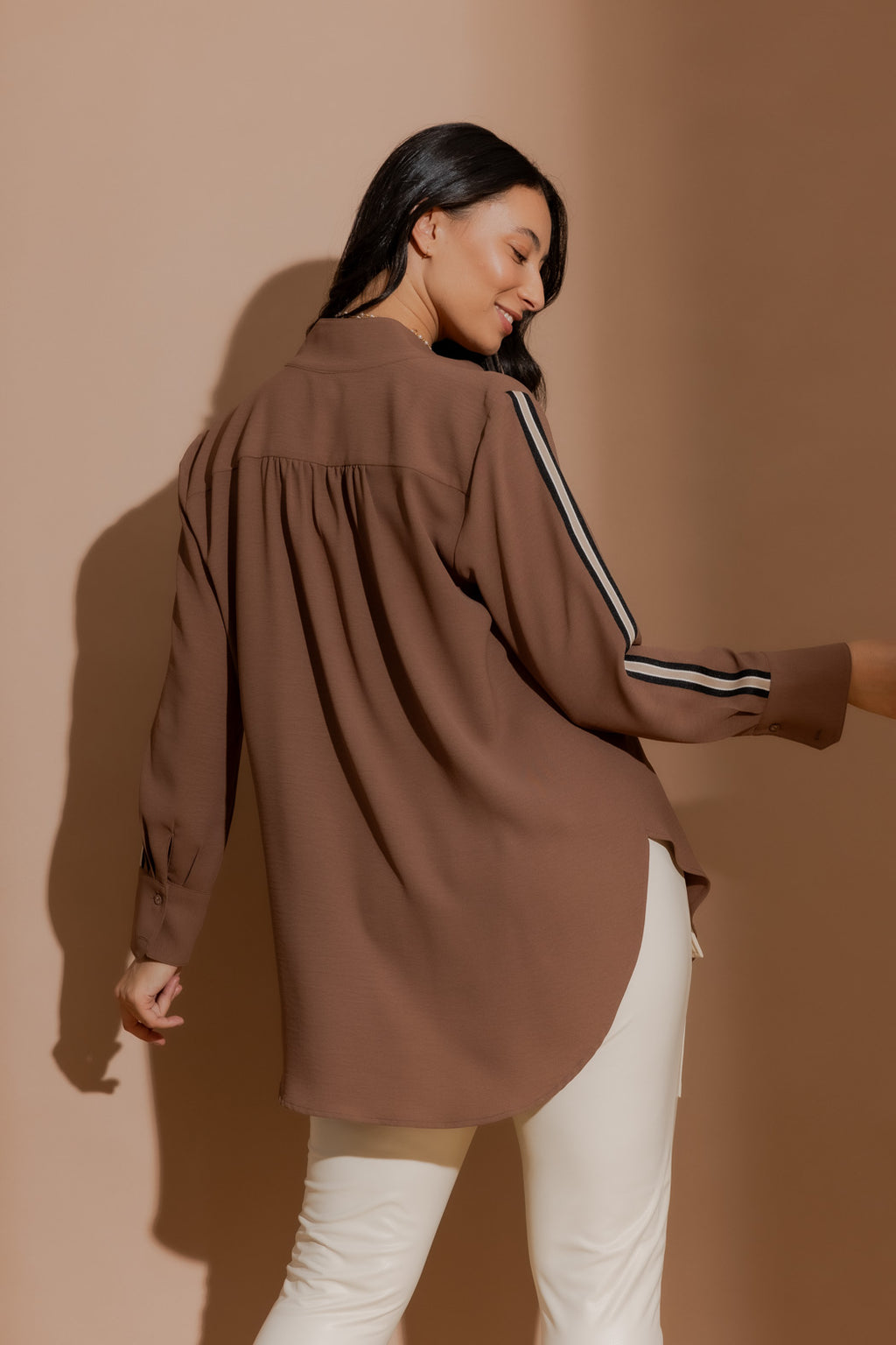 Mocha Stripe Blogger Shirt