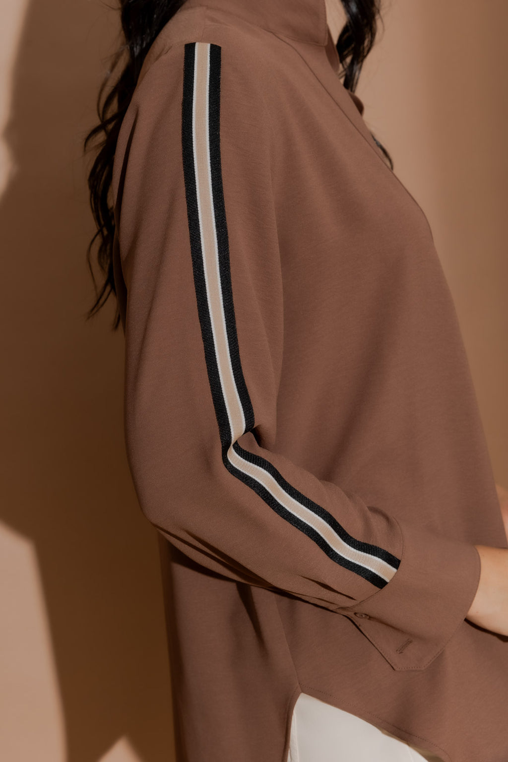 Mocha Stripe Blogger Shirt
