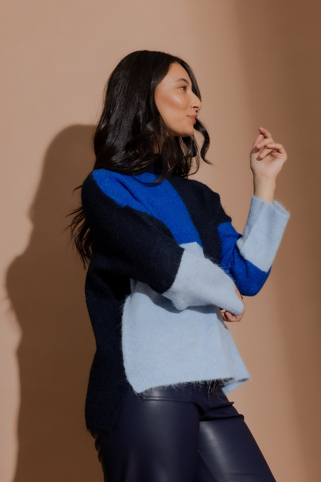 Navy Patchwork Knit Jumper Navy S