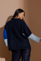 Navy Patchwork Knit Jumper Navy S