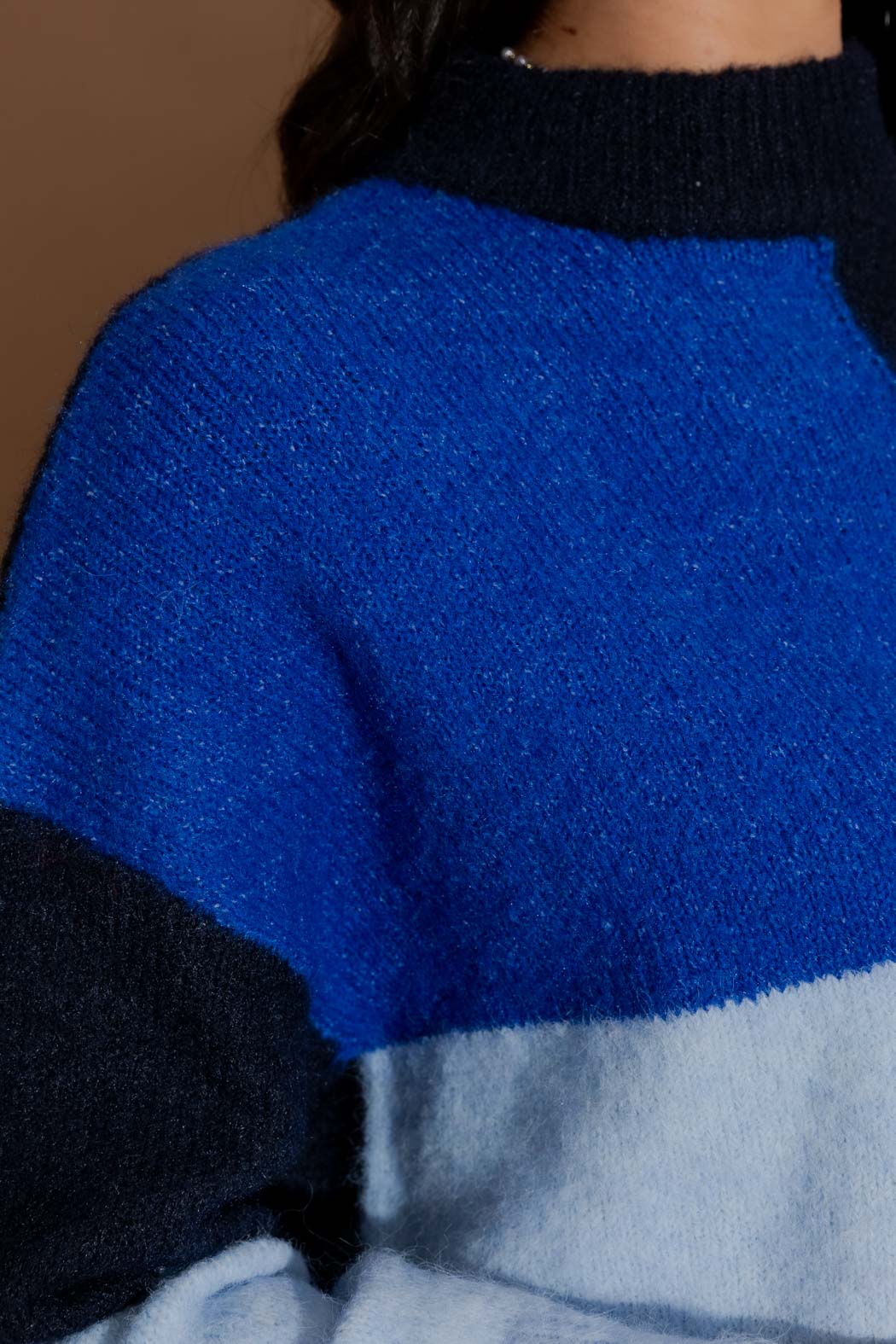 Navy Patchwork Knit Jumper Navy S