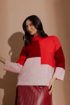 Red Patchwork Knit Jumper Red S