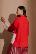 Red Patchwork Knit Jumper Red S