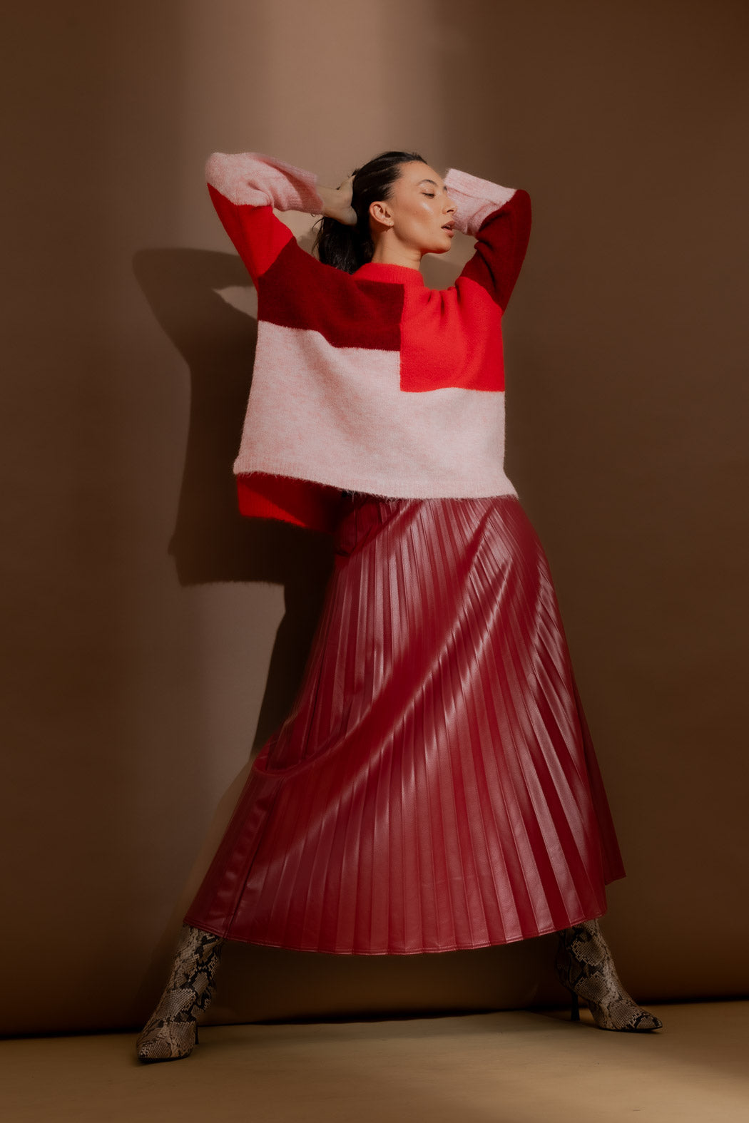 Red Patchwork Knit Jumper Red S