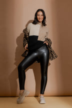 Black Croc Coated Stripe Miracle Pant