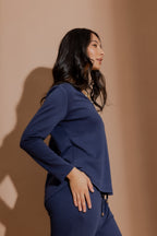 Navy Lux Knit V-Neck Top