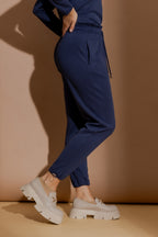 Navy Lux Knit Toggle Lounge Pants