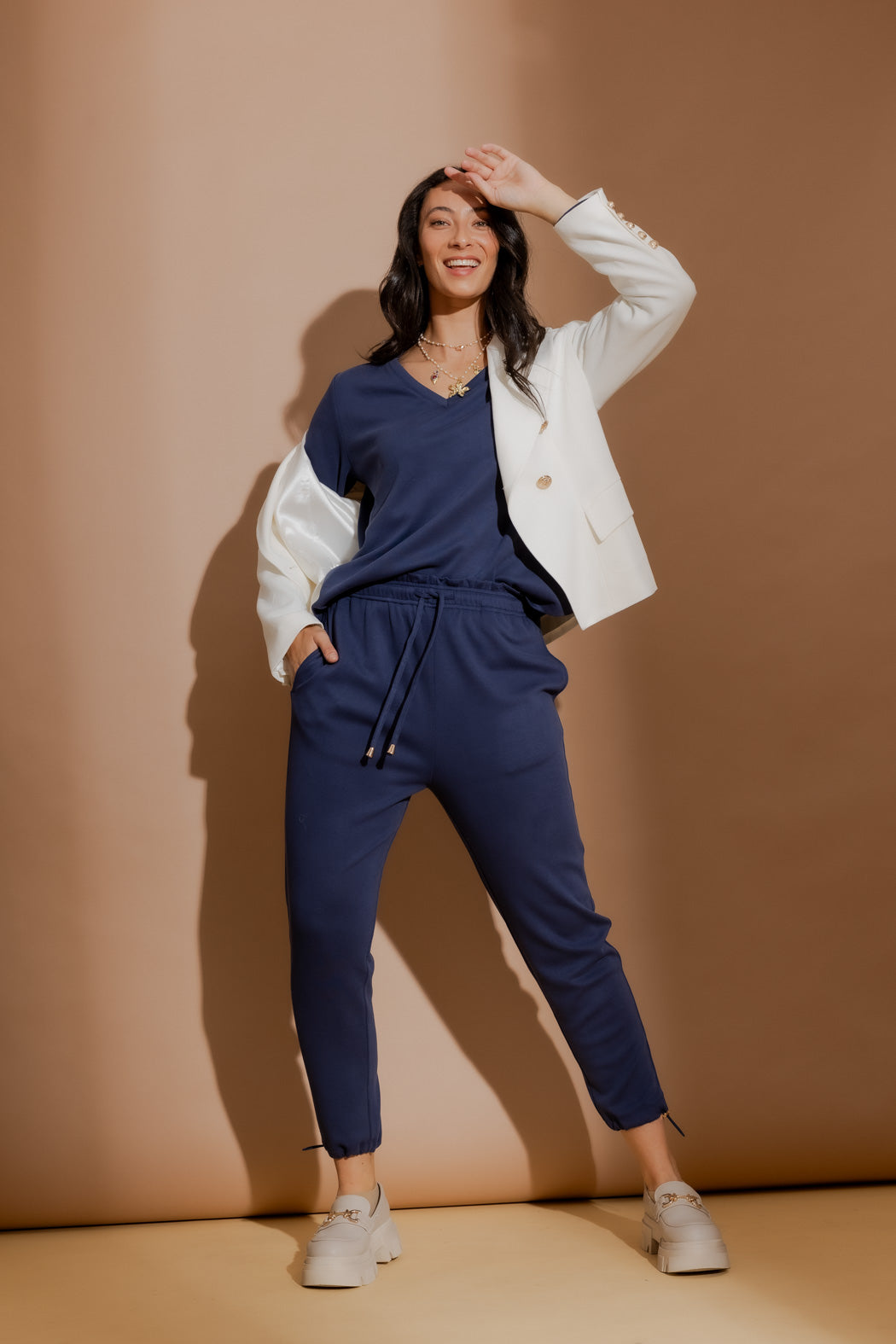 Navy Lux Knit Toggle Lounge Pants