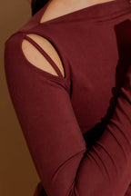 Burgundy Tencel Splice Top