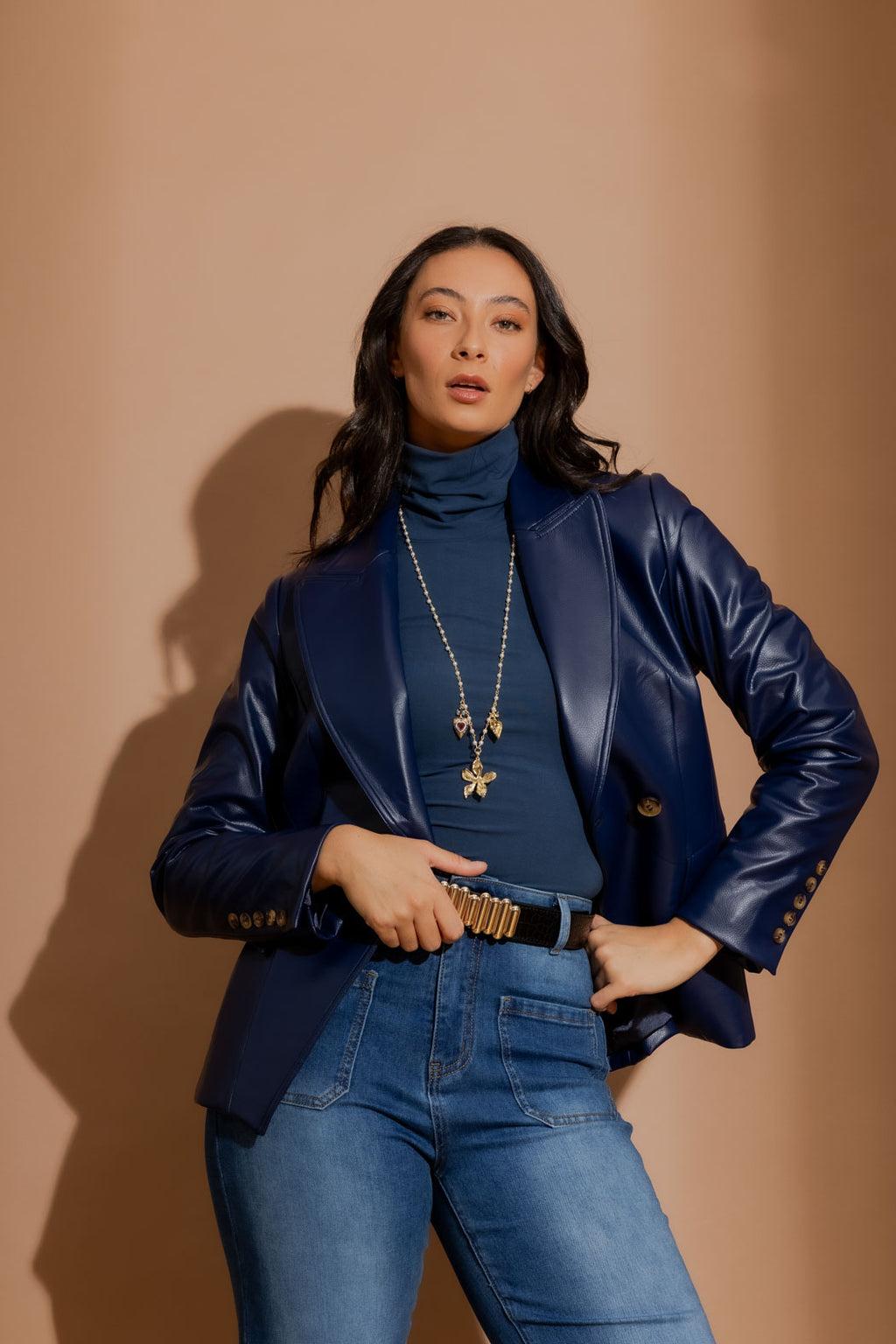 Midnight Croc Coated Sisca Blazer