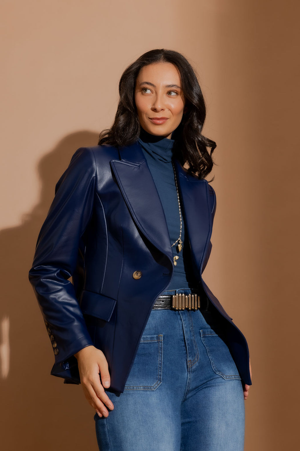 Midnight Croc Coated Sisca Blazer
