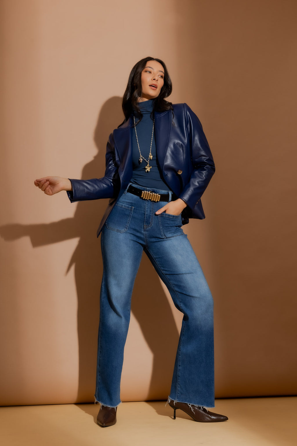 Midnight Croc Coated Sisca Blazer