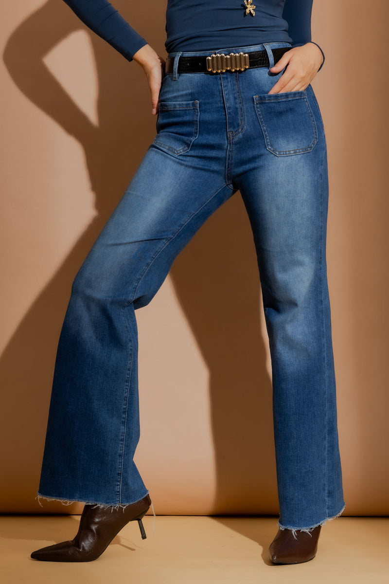 Mid Denim Stretch Pocket Jean Mid Denim