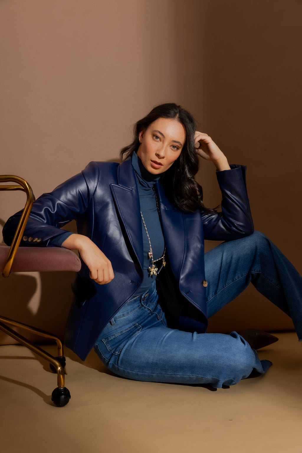 Midnight Croc Coated Sisca Blazer