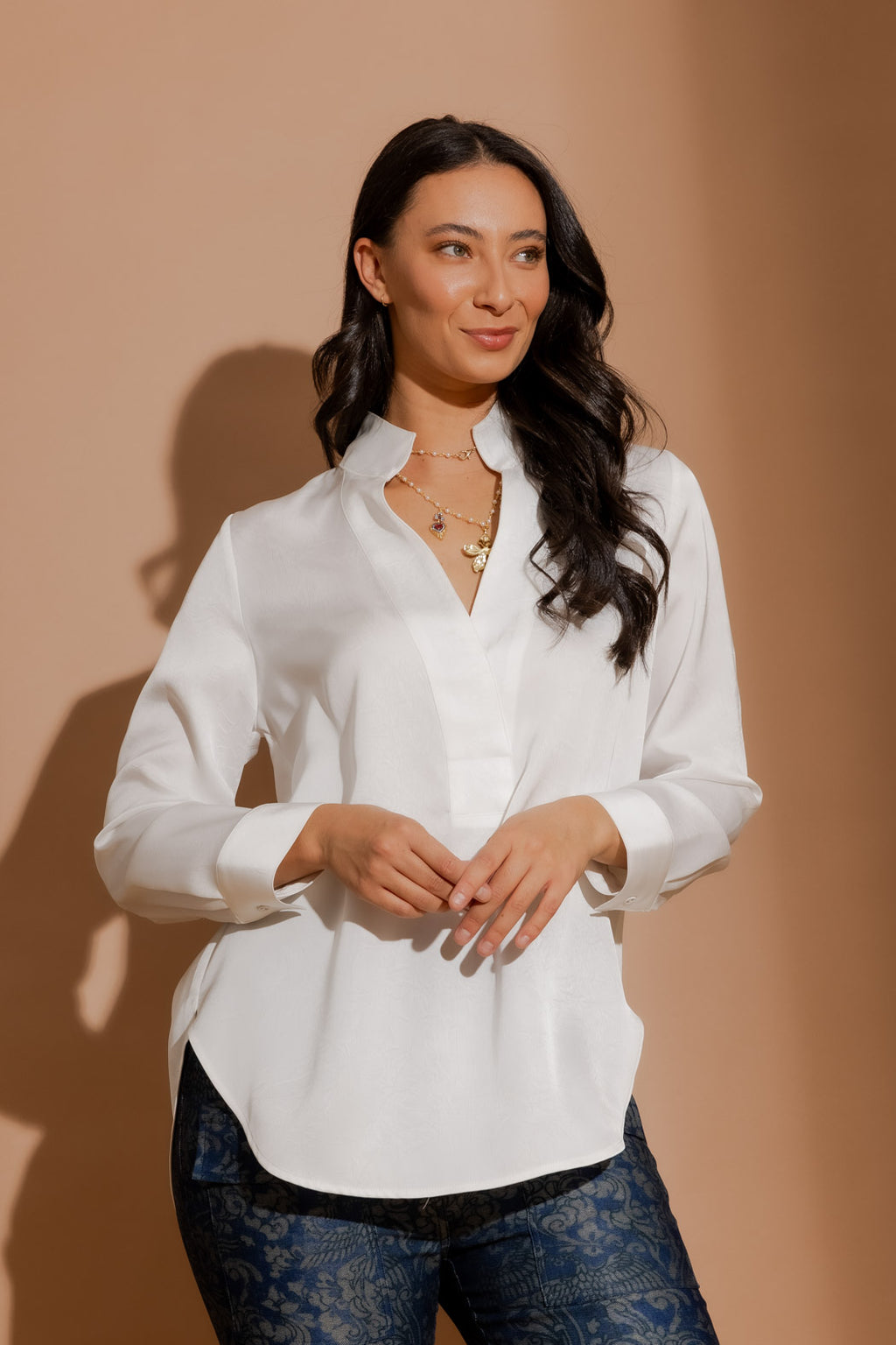 Ivory Embossed Milan Blogger Shirt