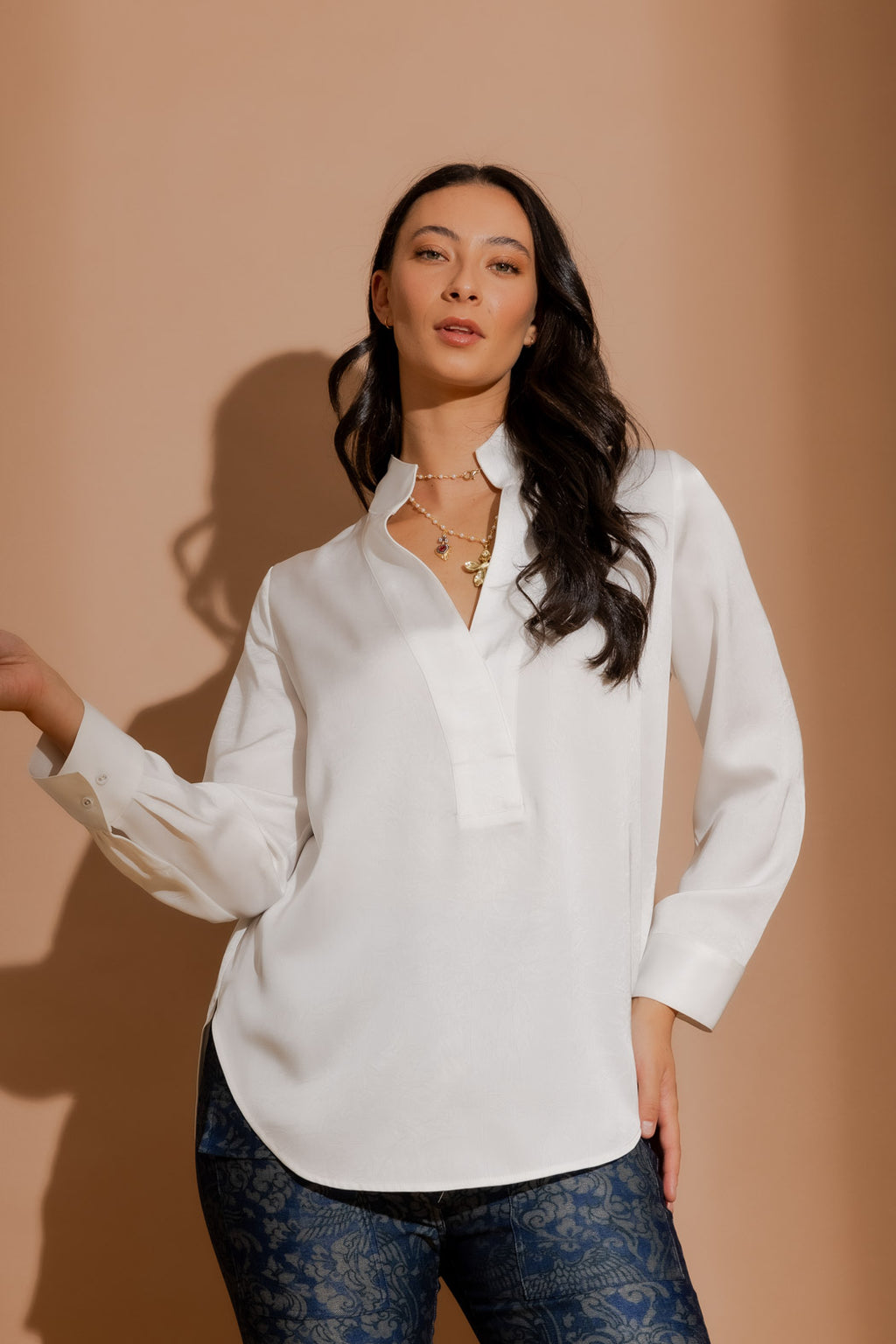 Ivory Embossed Milan Blogger Shirt