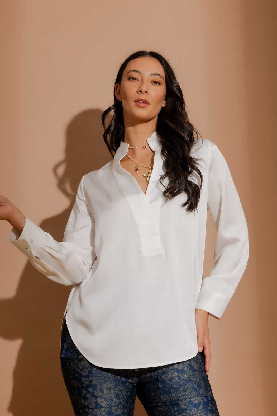Ivory Embossed Milan Blogger Shirt