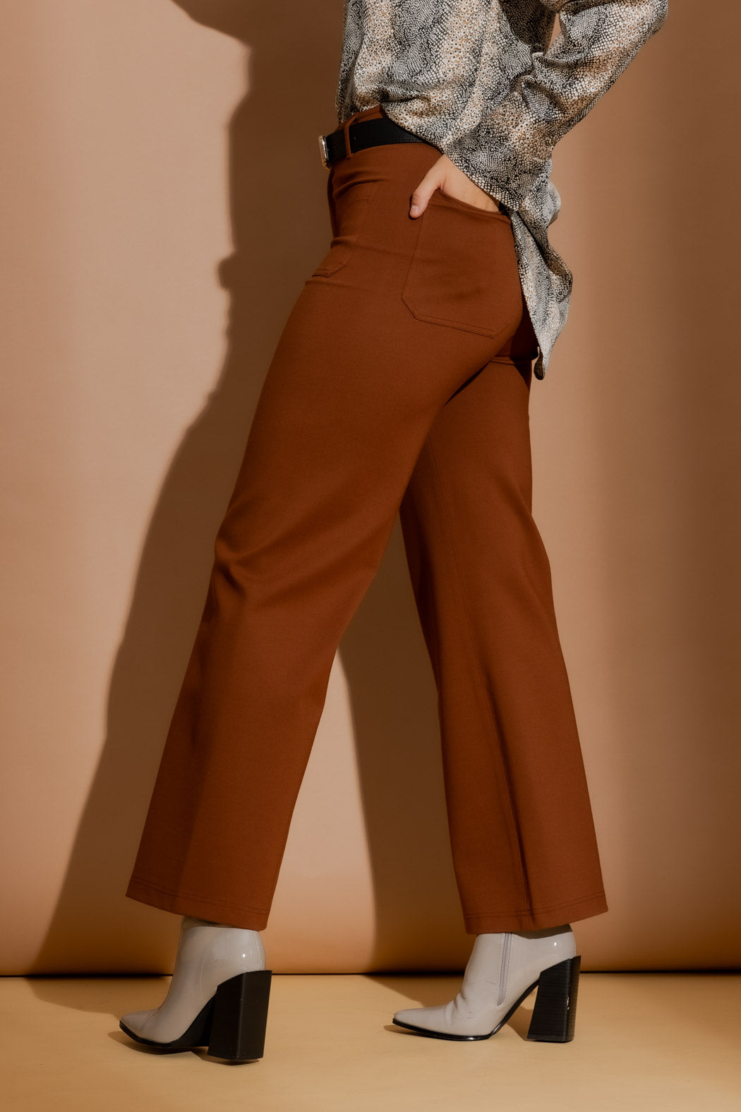 Tan Ponte Pocket Flare Pant