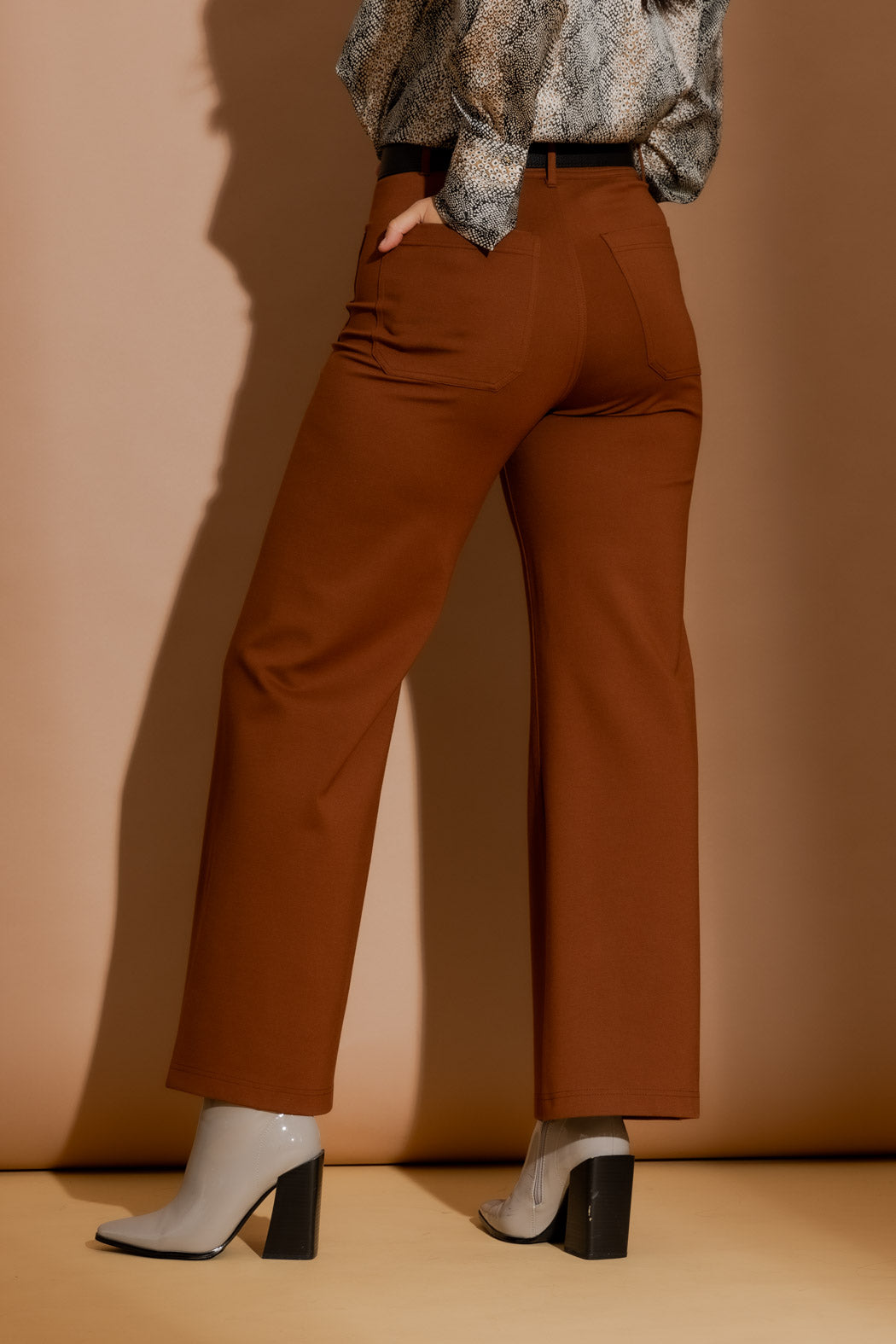 Tan Ponte Pocket Flare Pant