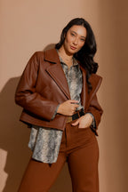 Tan Faux Leather Jacket