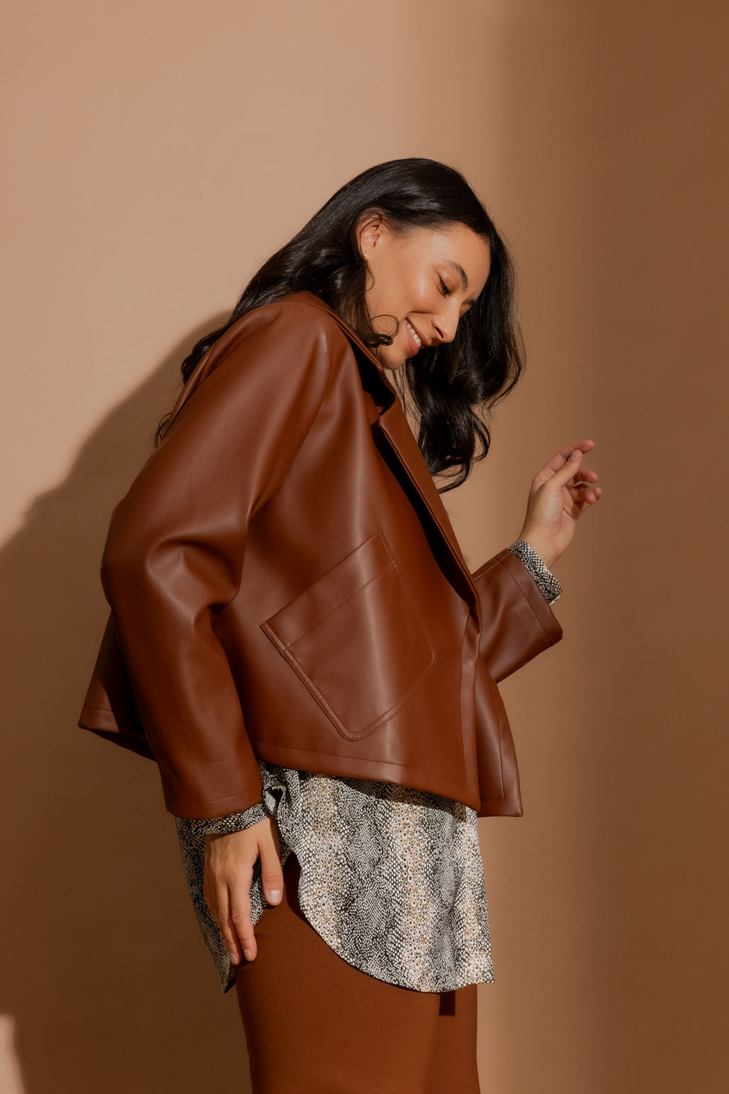 Tan Faux Leather Jacket