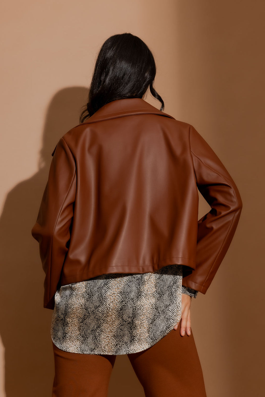 Tan Faux Leather Jacket