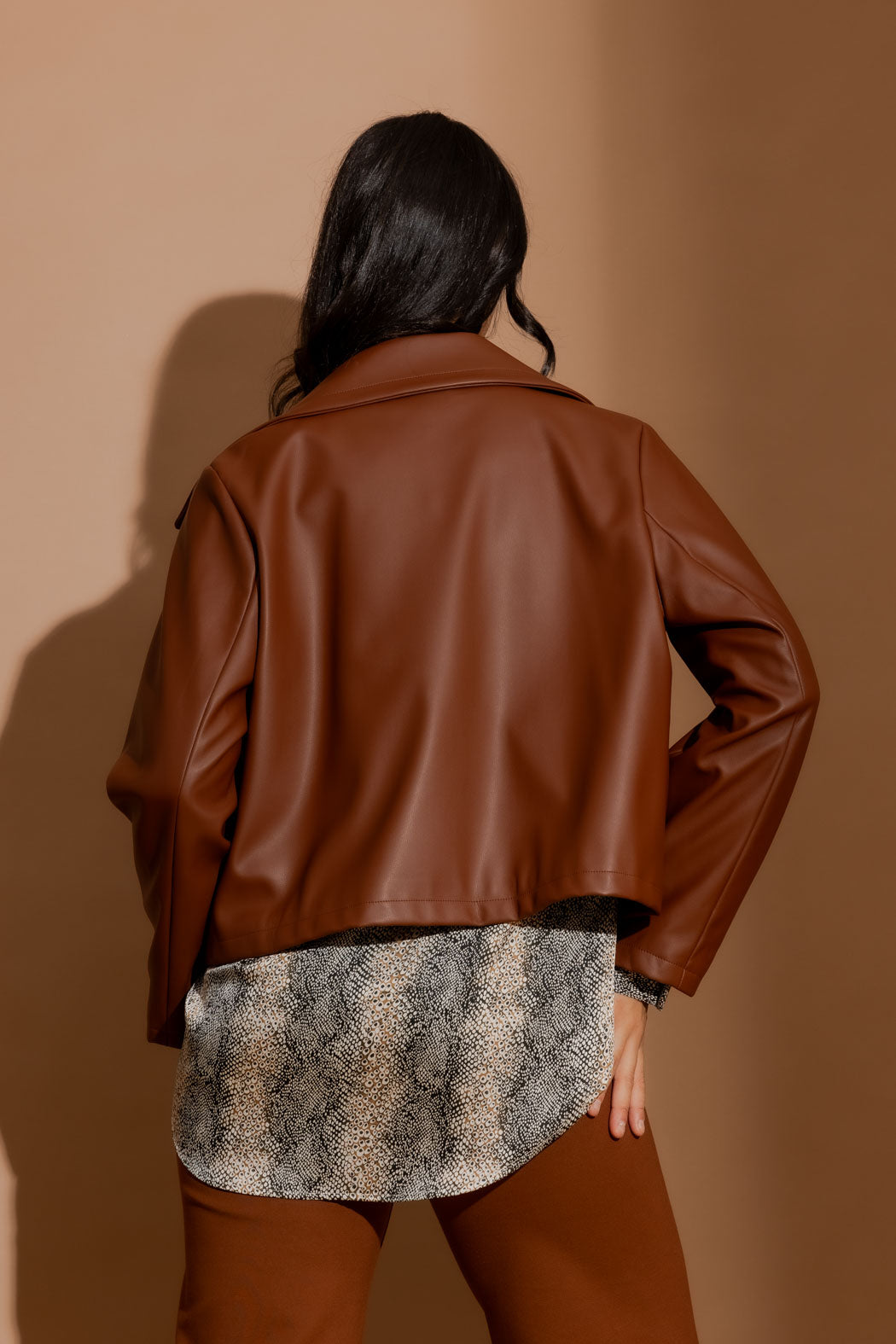 Tan Faux Leather Jacket