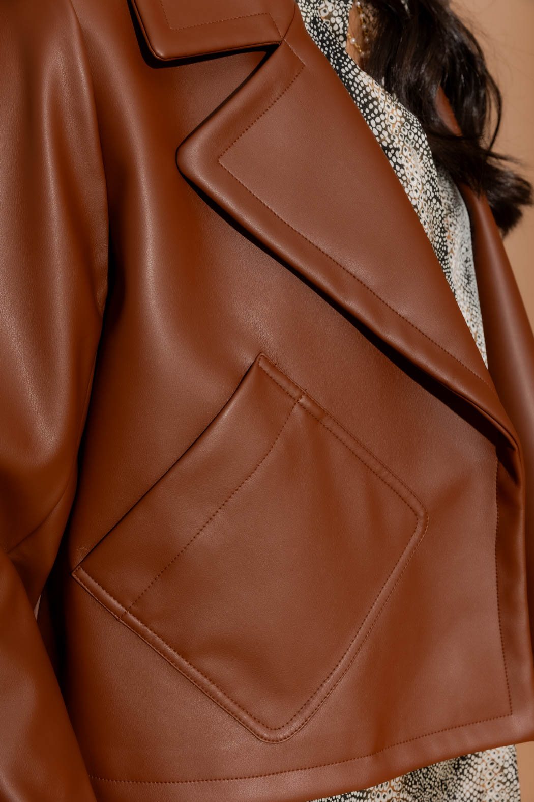 Tan Faux Leather Jacket