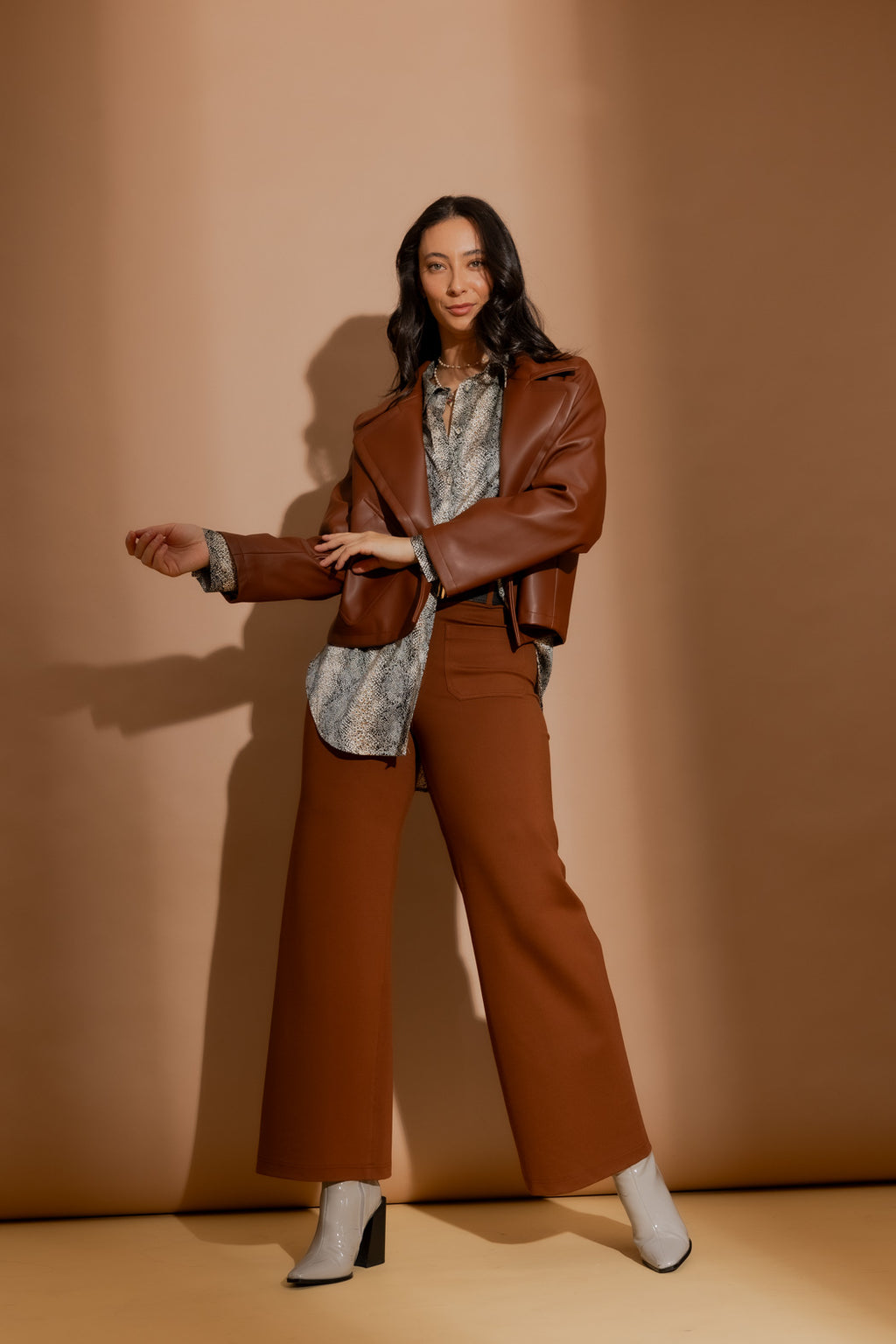 Tan Faux Leather Jacket