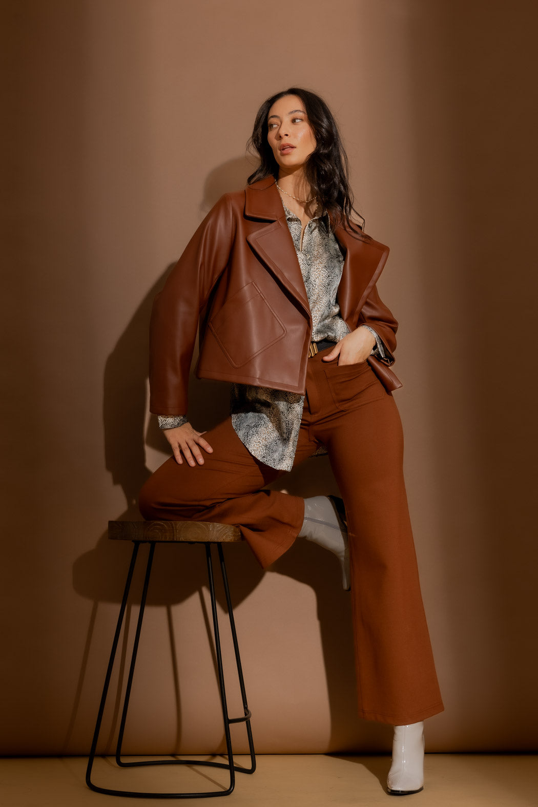 Tan Faux Leather Jacket