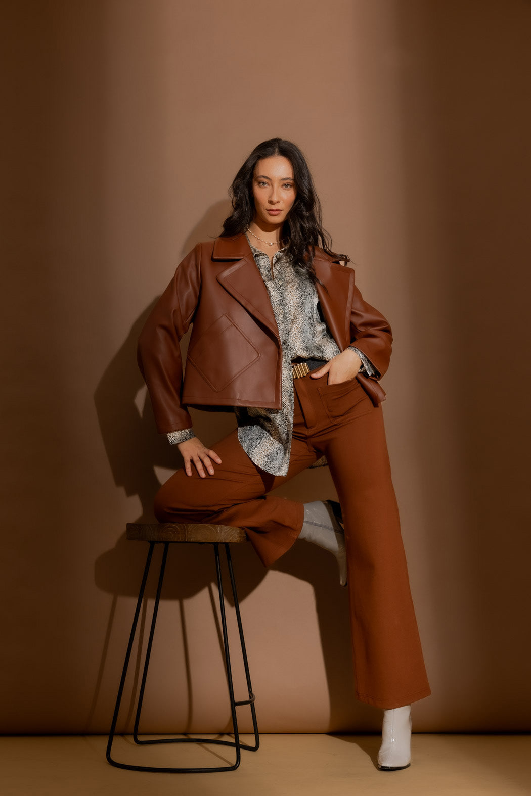 Tan Ponte Pocket Flare Pant