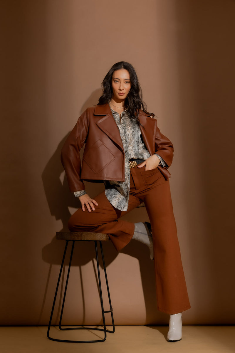 Tan Ponte Pocket Flare Pant